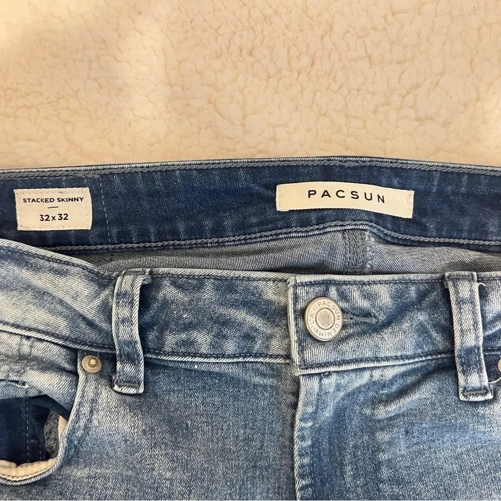 PacSun Blue stacked Skinny Jeans